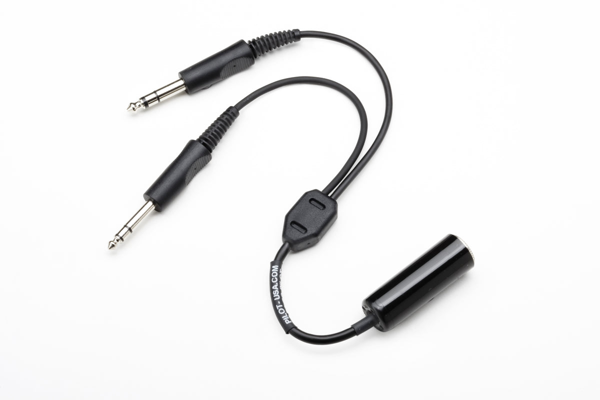 Pilot Communications - (.25) Single Plug Headset Adapter to GA (Twin Plugs)