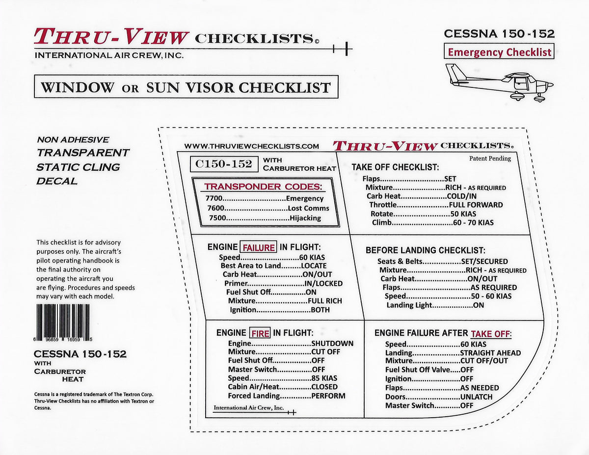Thru-View Emergency Checklist - Cessna 150/152