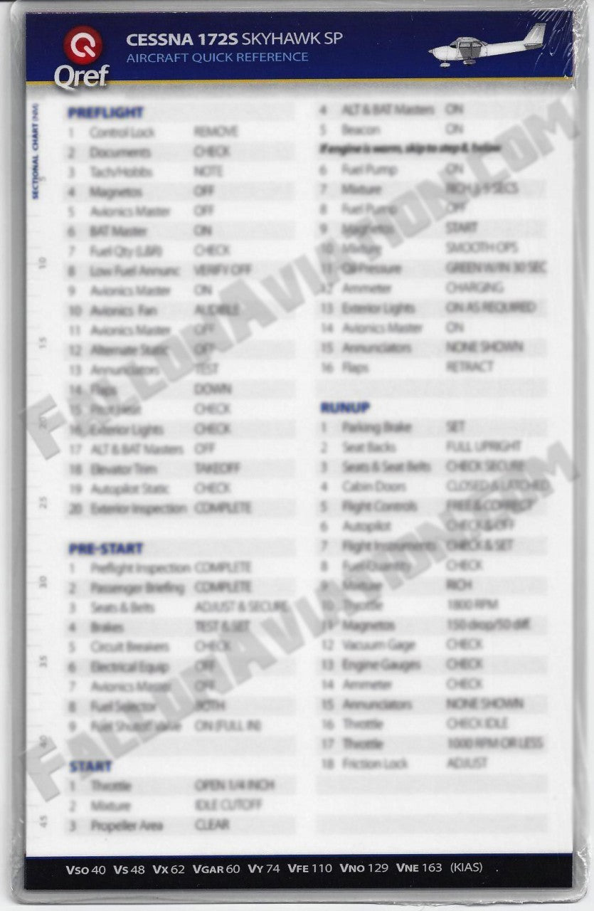 QRef - Cessna 172S/SP - Checklist Card