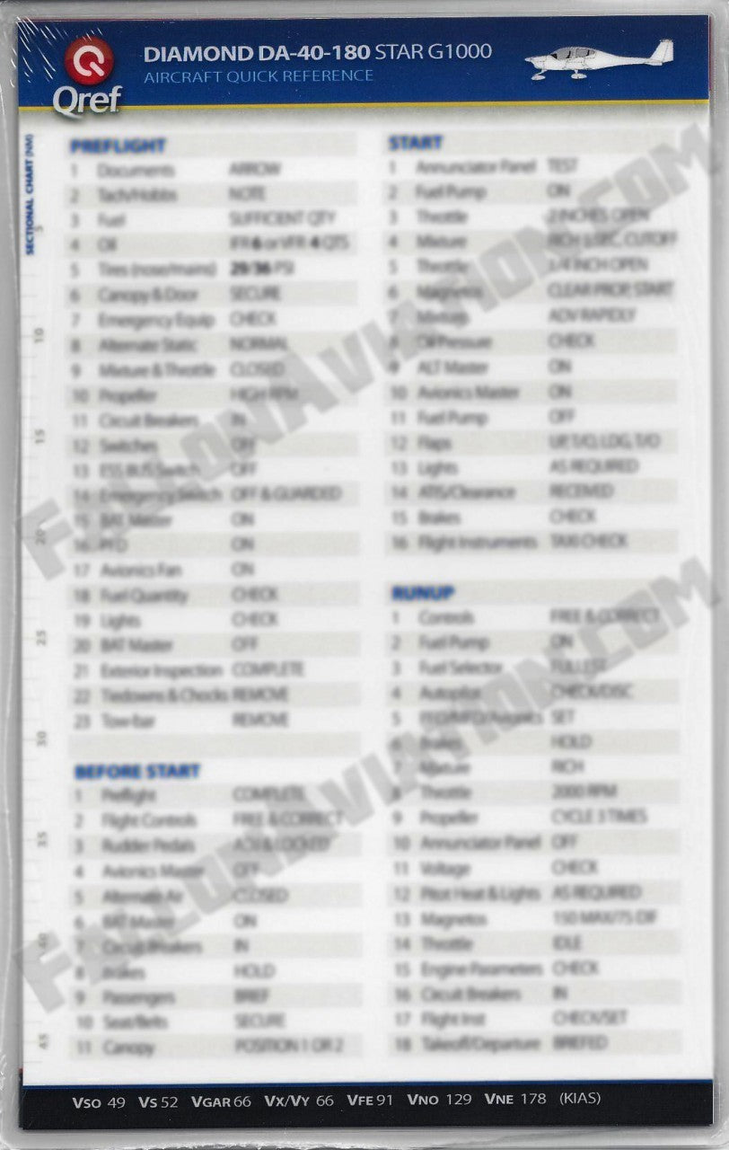 QRef - Diamond Star DA40 G1000 - Checklist Card