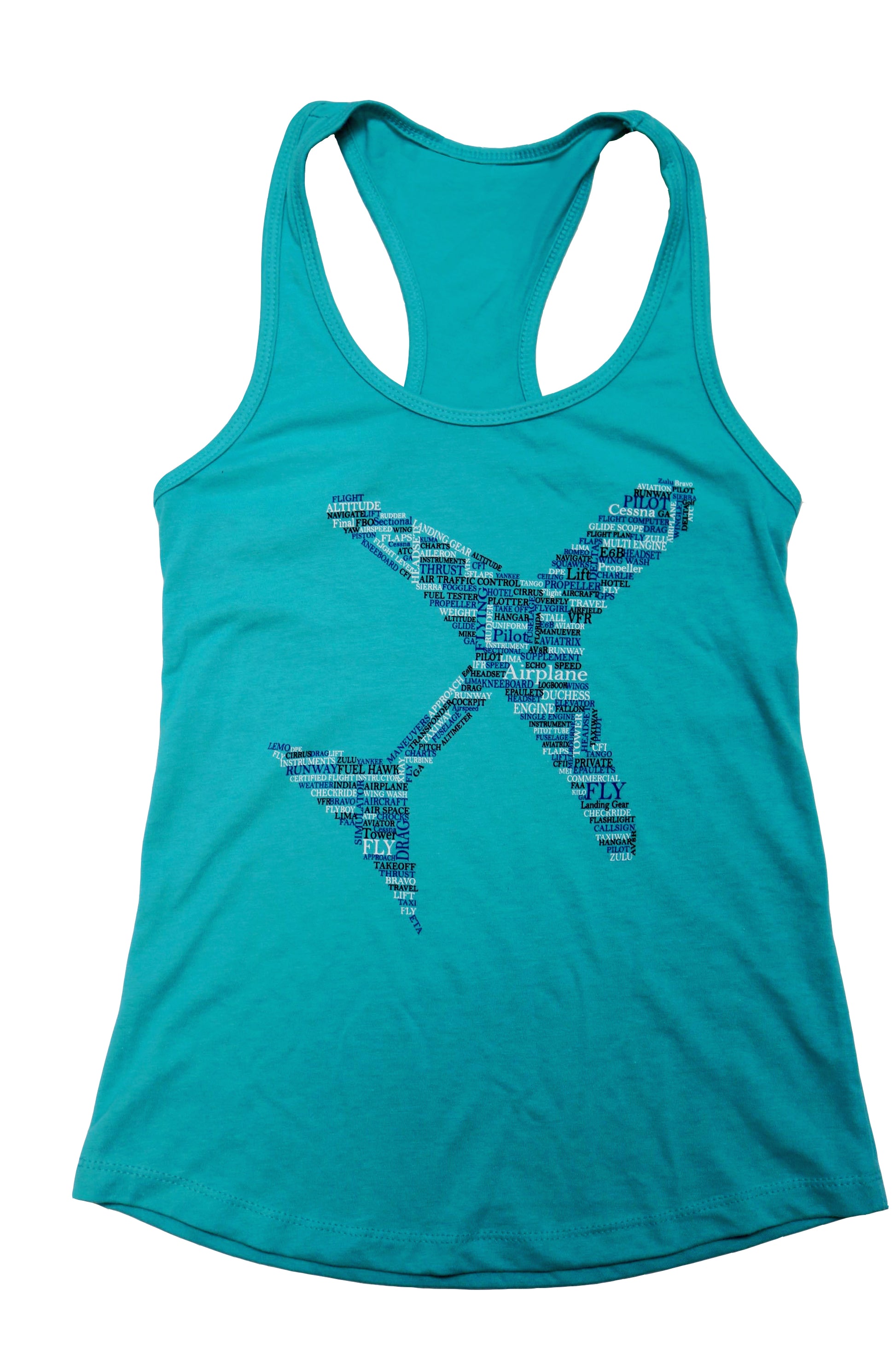 Airplane Racerback Tank - Tahiti Blue