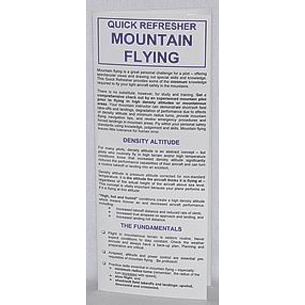 Mountain Flying Quick Refresher Card