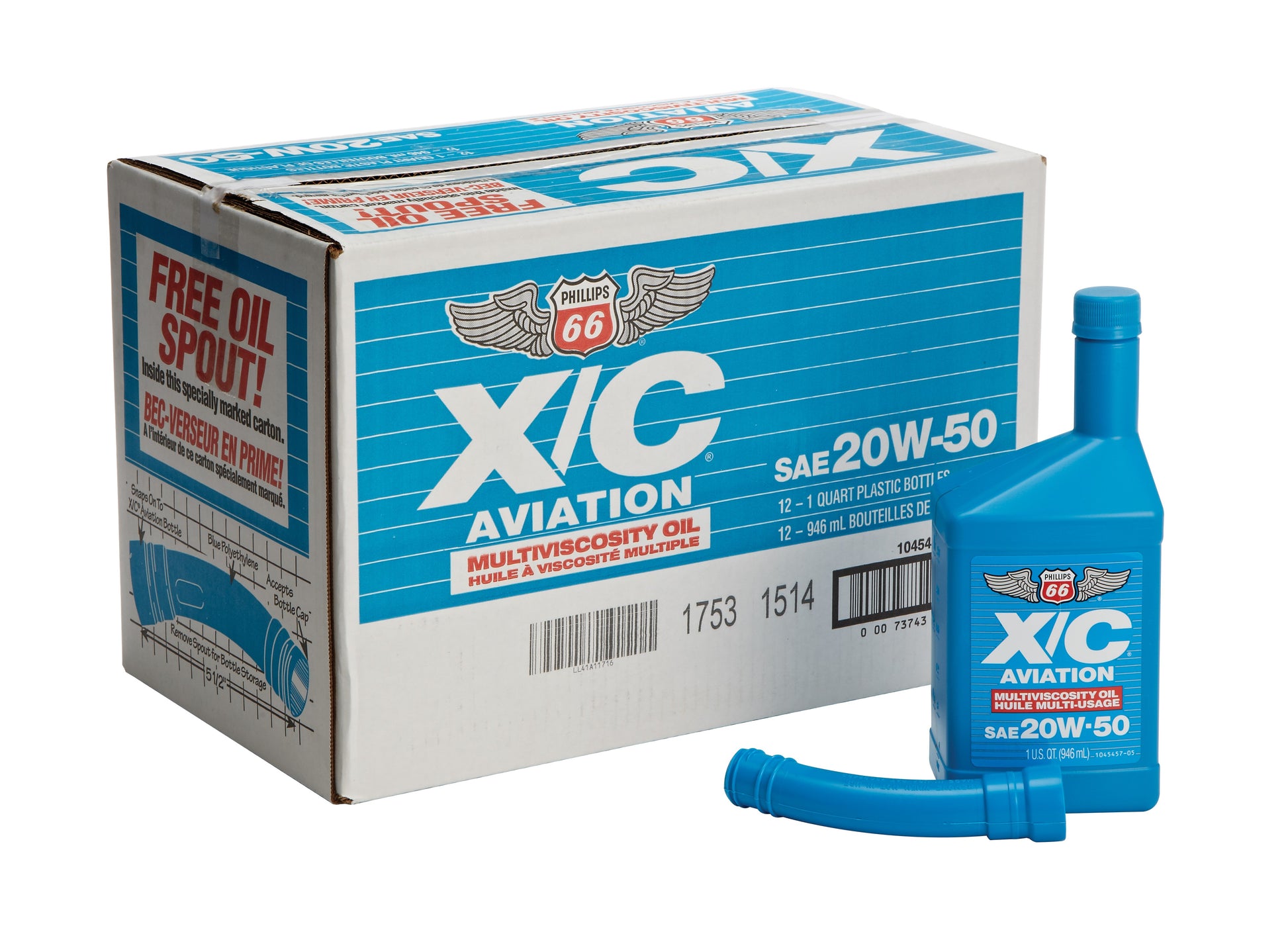 Phillips 66 X/C 20W-50 Multiviscosity Aircraft Engine Oil - Case