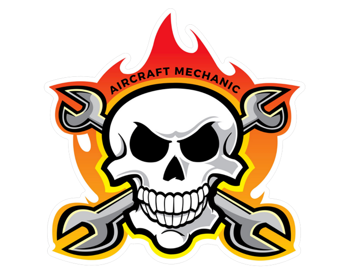 Aircraft Mechanic Skull - Sticker