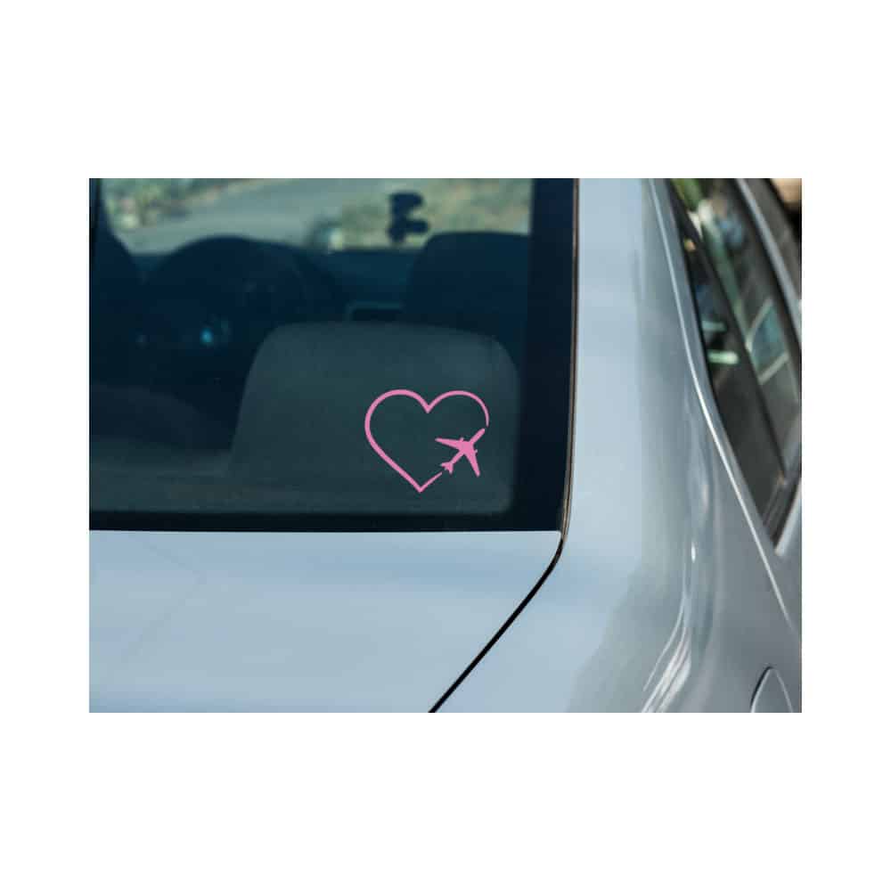 Airplane Heart Decal - Pink