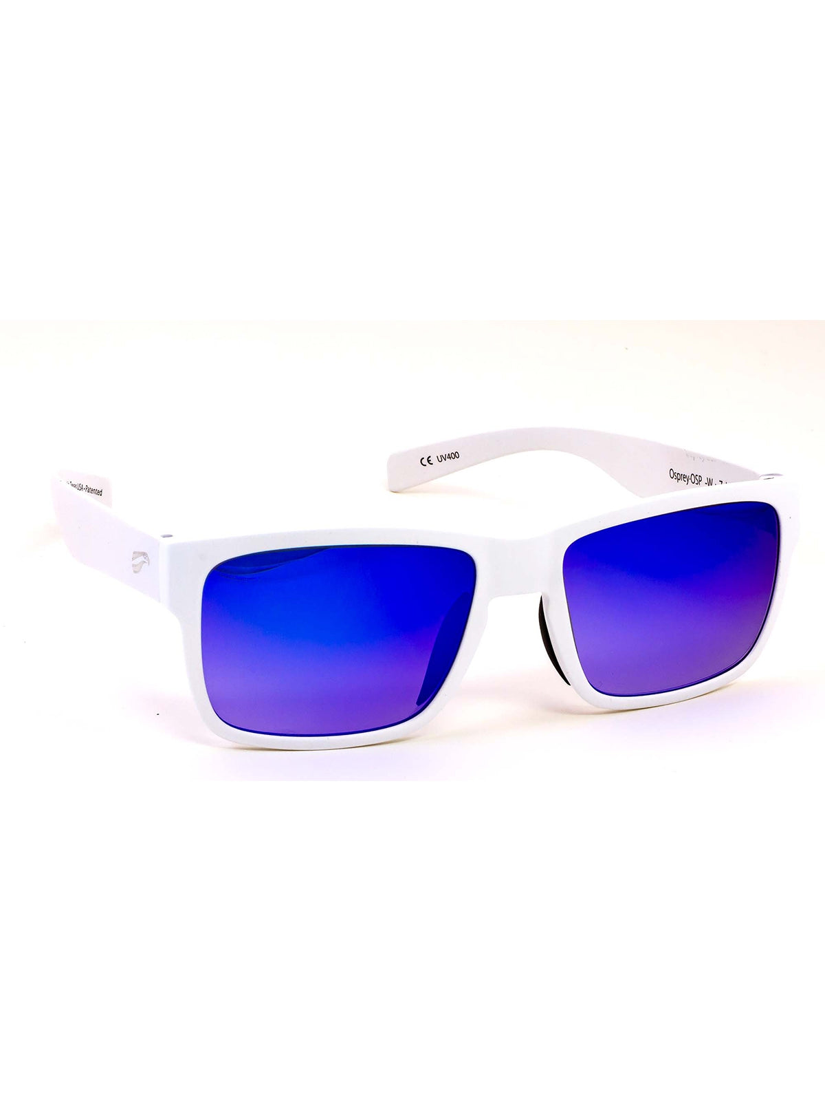 Flying Eyes Osprey Sunglasses - Satin White - Mirrored Sapphire