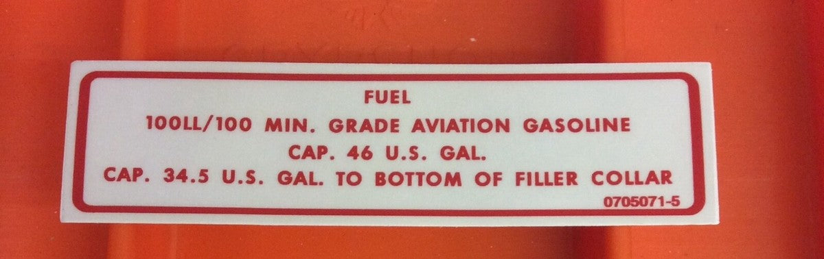 0705071-5 Cessna Aircraft Parts & Accessories PLACARD