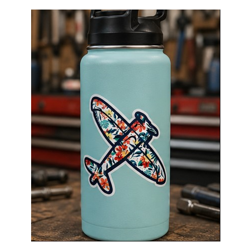 Tropical Die Cut Airplane Sticker