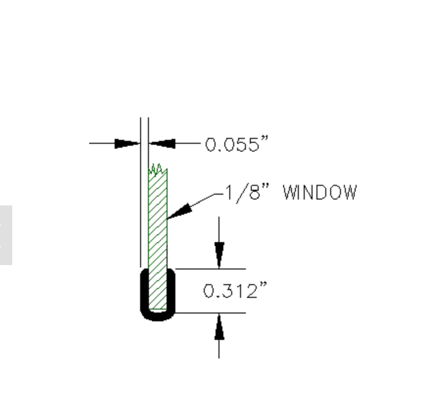 1/8" Side Window Rubber U-Channel | S-002