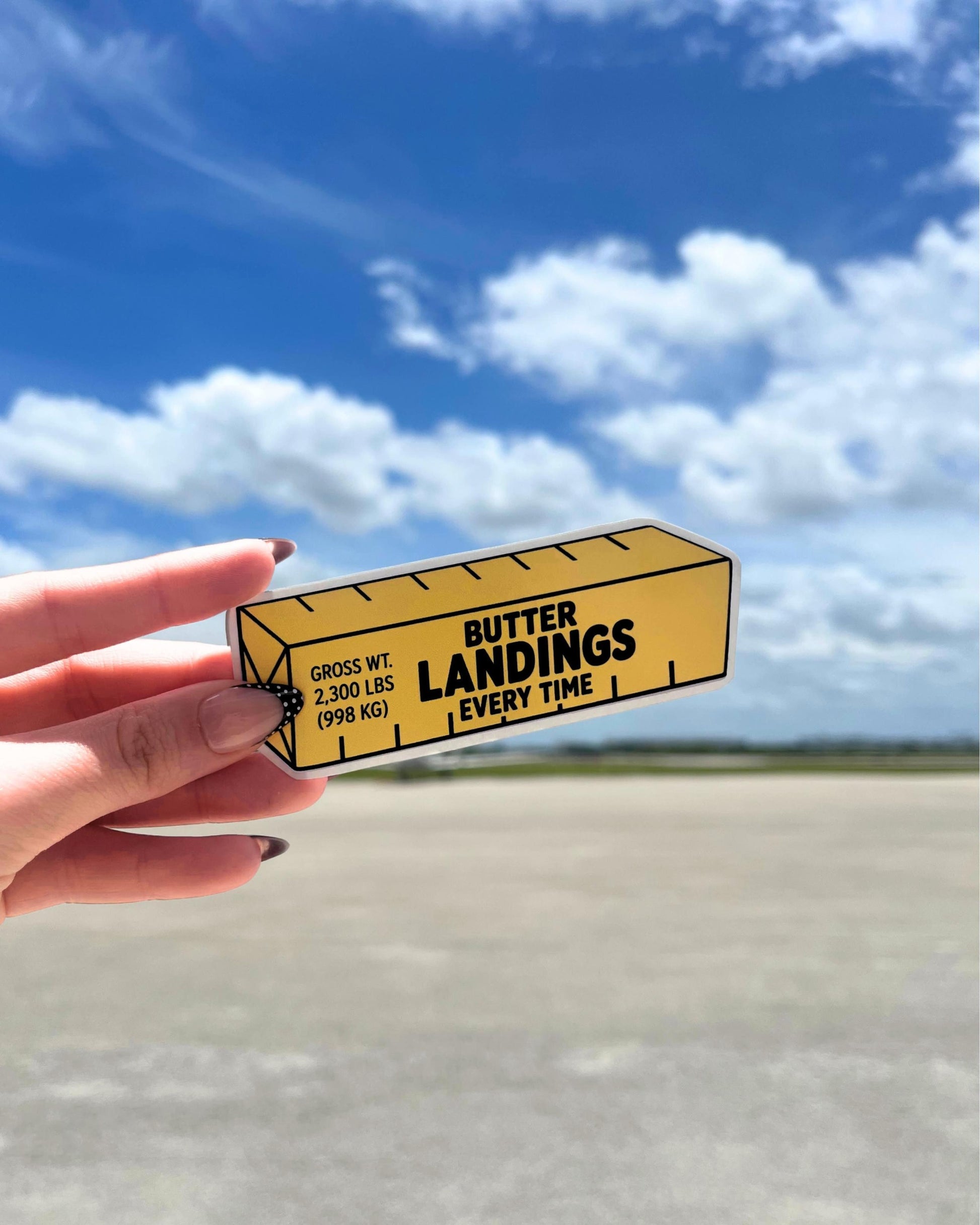 Butter Landings Every Time Aviation Sticker