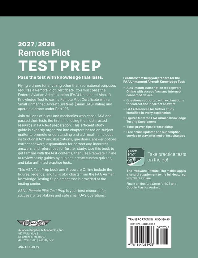 2027-2028 Remote Pilot Test Prep With Prepware® (Softcover)