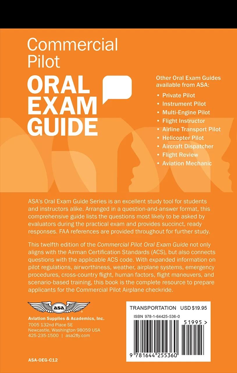 ASA Commercial Pilot Oral Exam Guide, Twelfth Edition (Softcover) | ASA-OEG-C12