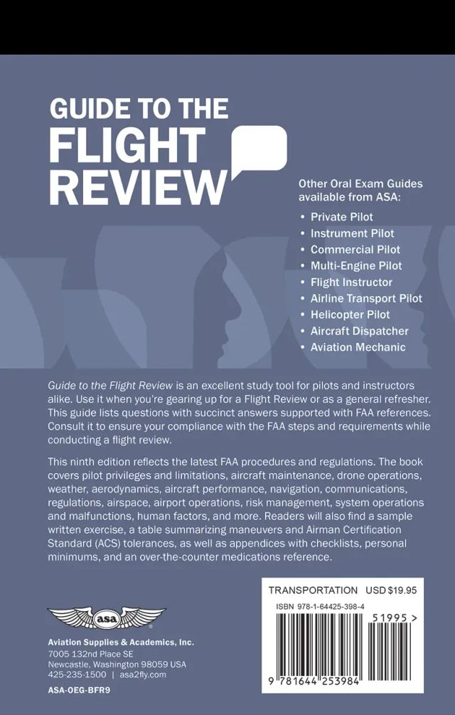 ASA Guide To The Flight Review - Ninth Edition (Softcover) | ASA-OEG-BFR9