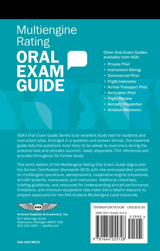 ASA Multiengine Rating Oral Exam Guide, Tenth Edition (Softcover) | ASA-OEG-ME10