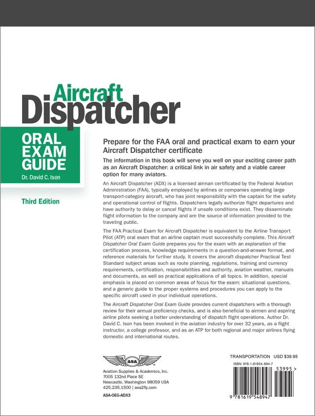 ASA Oral Exam Guide: Aircraft Dispatcher - 3rd edition (Softcover) | ASA-OEG-ADX3