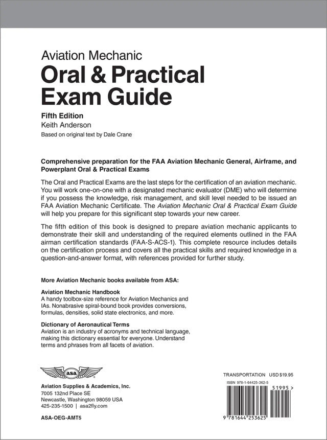 ASA Aviation Mechanic Oral & Practical Exam Guide, Fifth Edition (Softcover) | ASA-OEG-AMT5