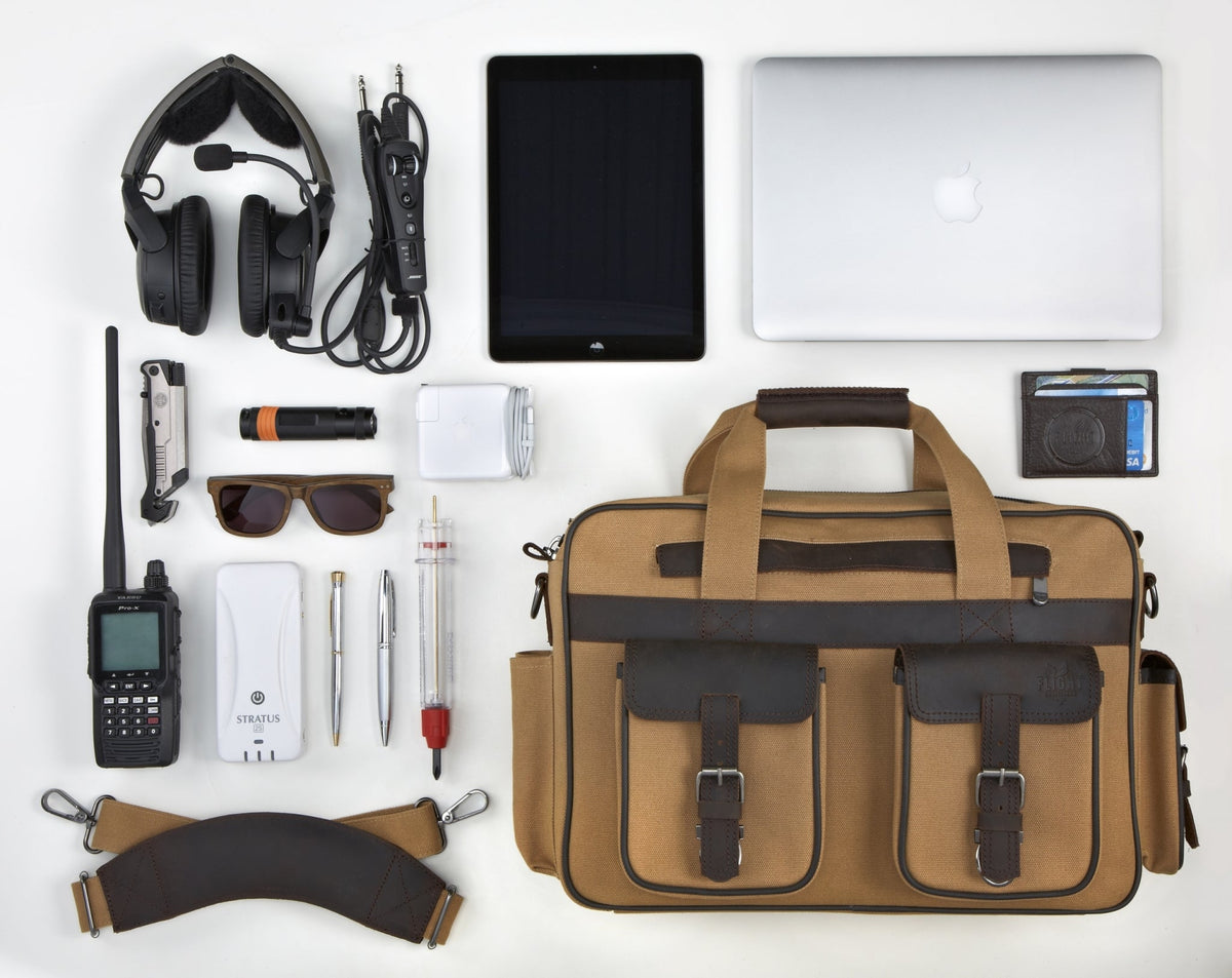 Flight Outfitters Bush Pilot Folio Flight Bag - Brown