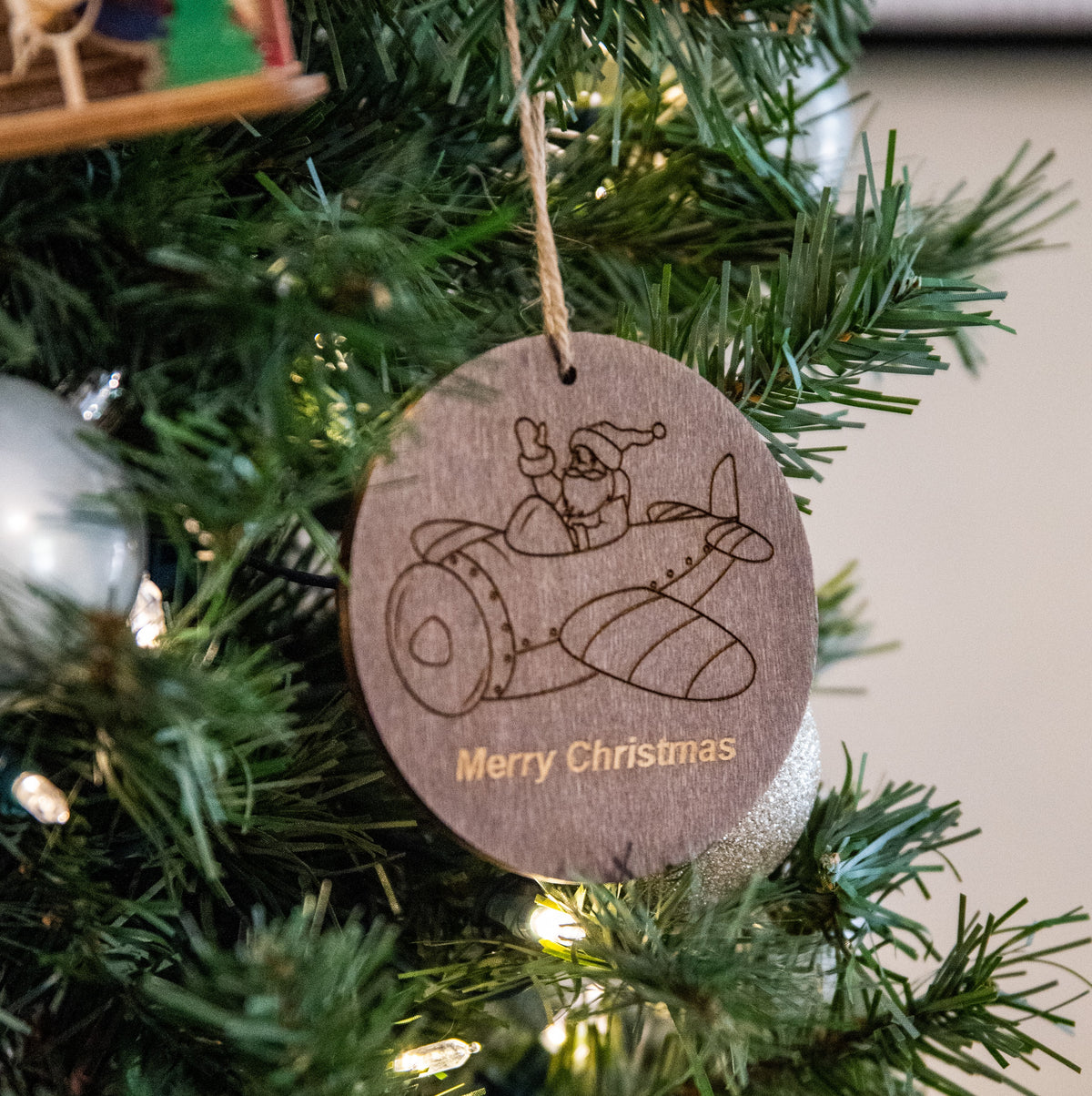 Skyward Gear - Flying Santa Wooden Ornament