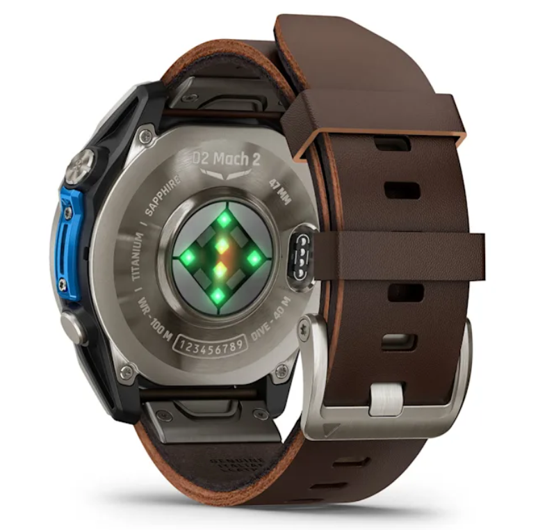 Garmin D2 Mach 2 Aviator Smartwatch | 47 mm Titanium with Oxford Brown Leather Band