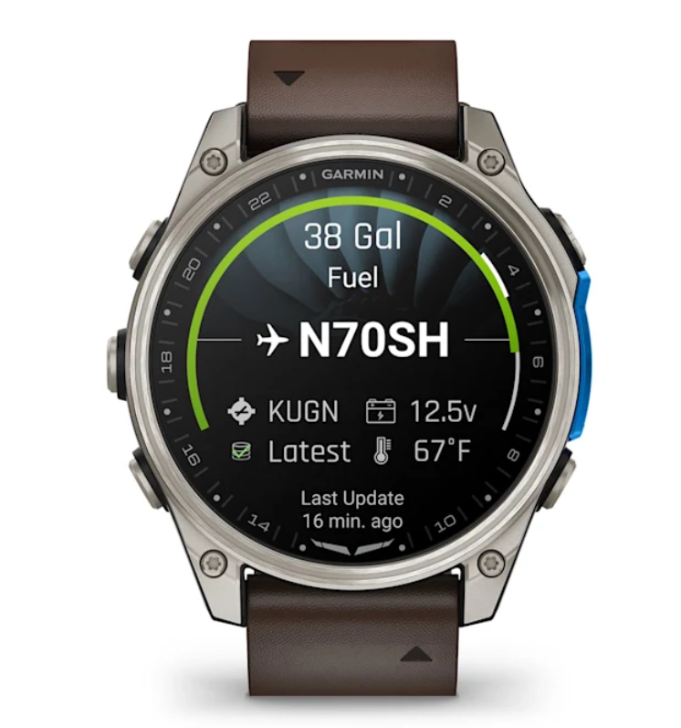 Garmin D2 Mach 2 Aviator Smartwatch | 47 mm Titanium with Oxford Brown Leather Band