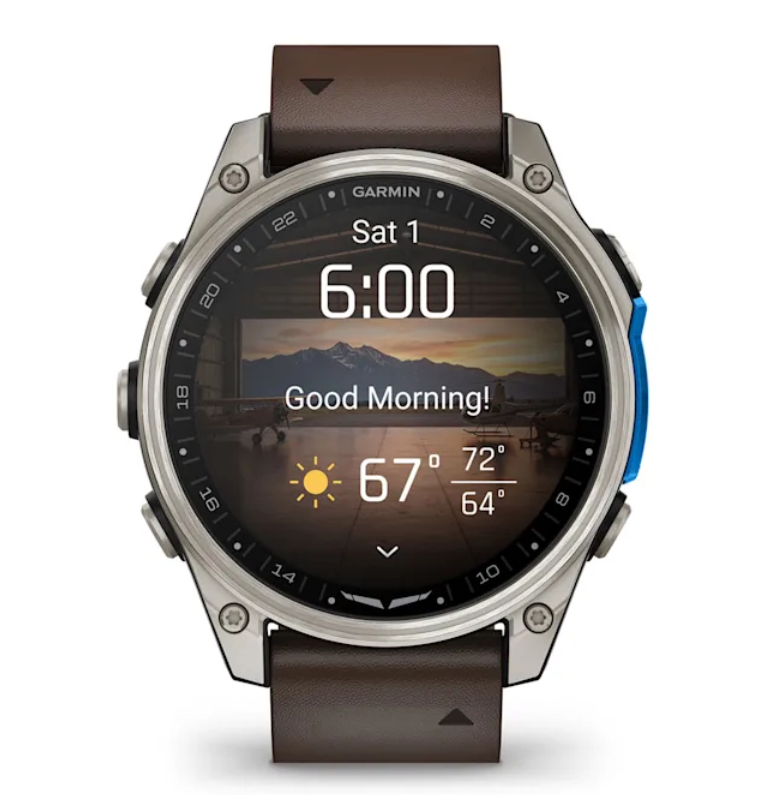 Garmin D2 Mach 2 Aviator Smartwatch | 47 mm Titanium with Oxford Brown Leather Band