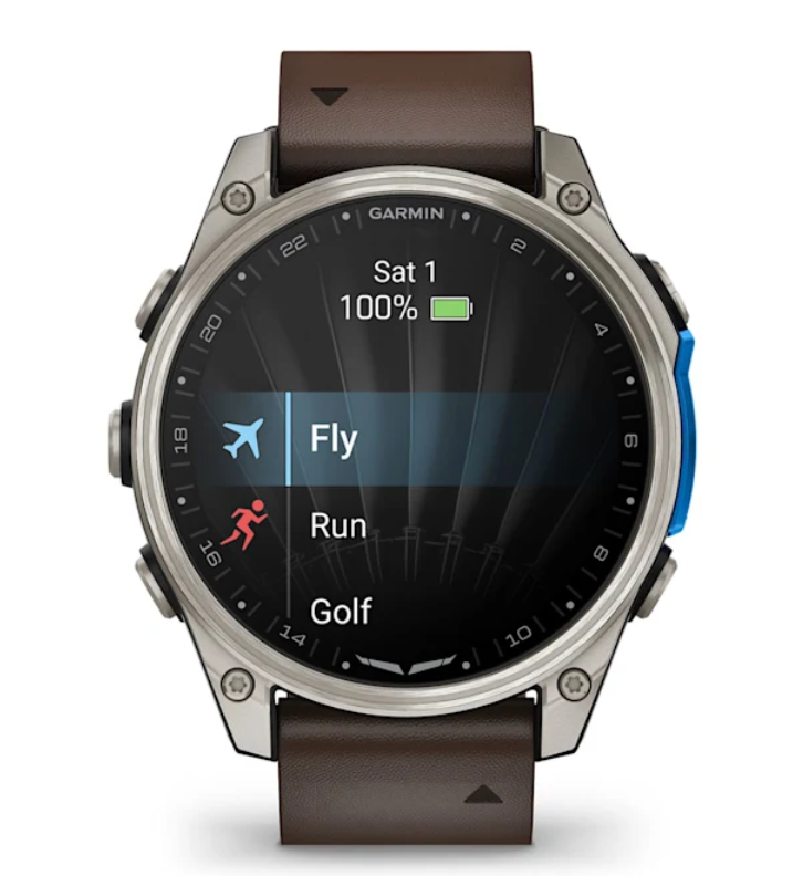 Garmin D2 Mach 2 Aviator Smartwatch | 47 mm Titanium with Oxford Brown Leather Band