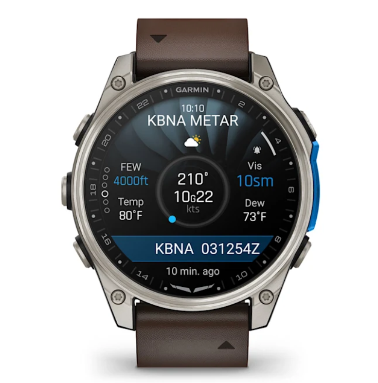Garmin D2 Mach 2 Aviator Smartwatch | 47 mm Titanium with Oxford Brown Leather Band