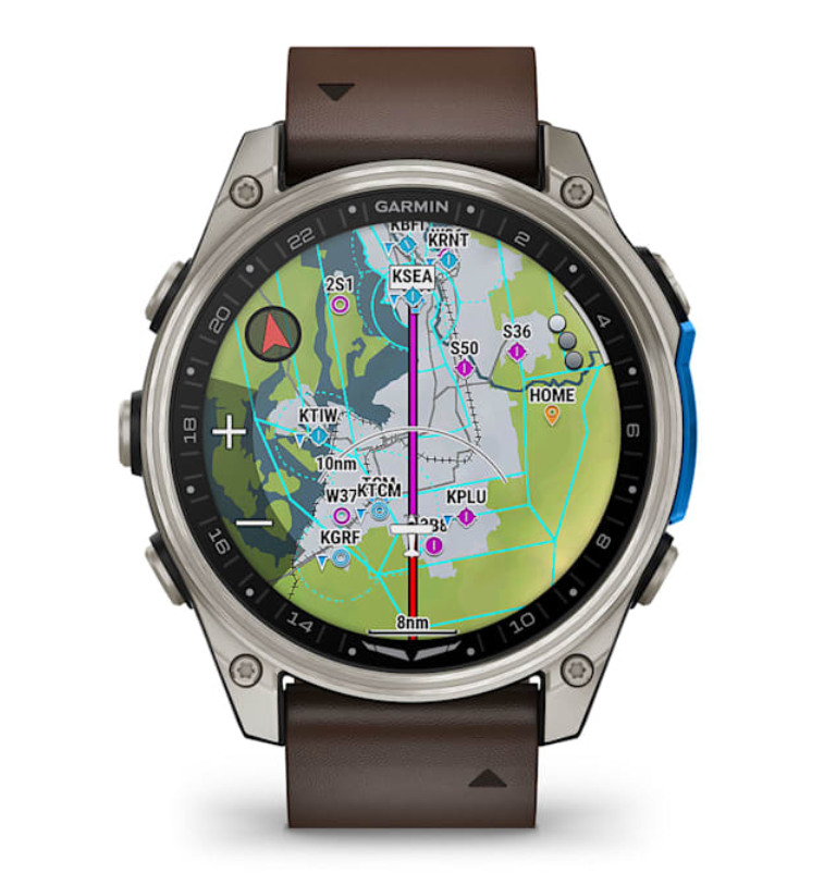Garmin D2 Mach 2 Aviator Smartwatch | 47 mm Titanium with Oxford Brown Leather Band