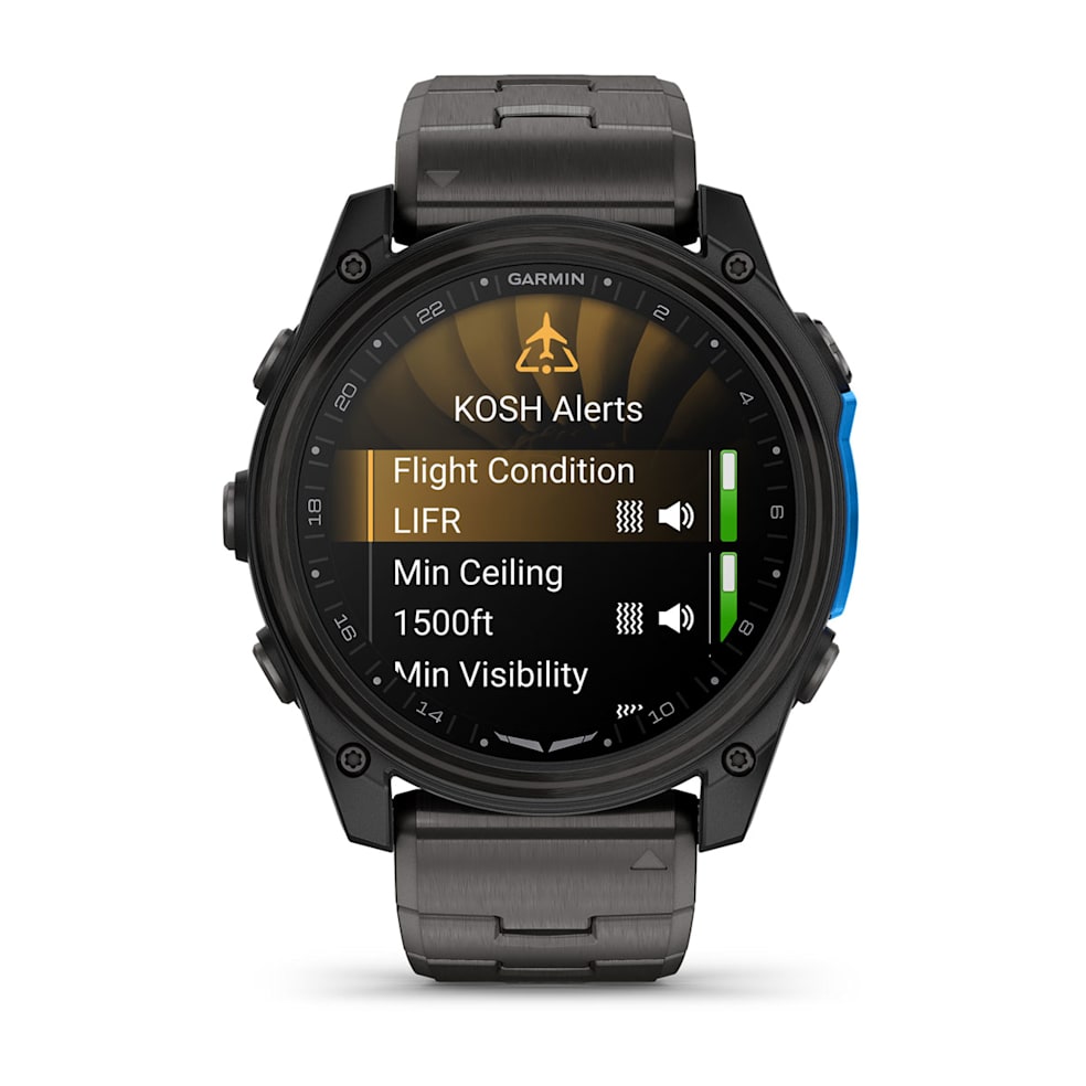 Garmin D2 Mach 2 Aviator Smartwatch | 51 mm Carbon Gray DLC Titanium with Vented Titanium Bracelet