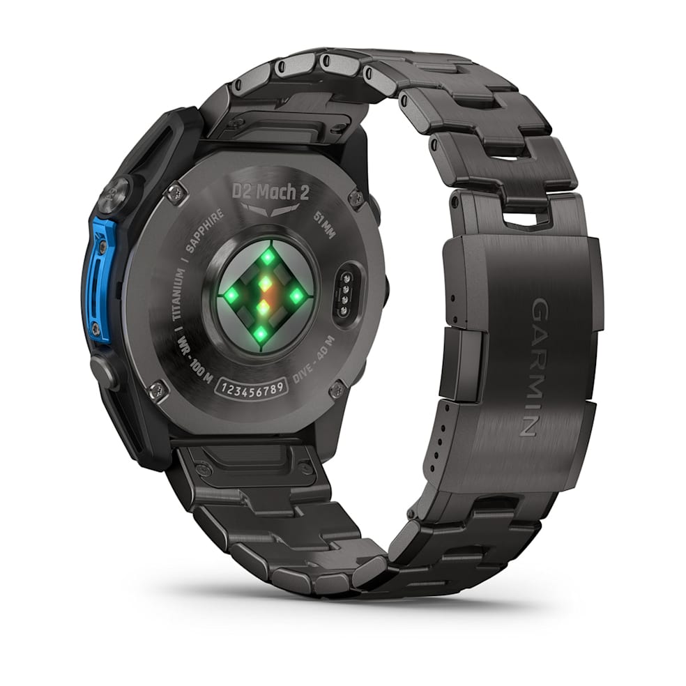 Garmin D2 Mach 2 Aviator Smartwatch | 51 mm Carbon Gray DLC Titanium with Vented Titanium Bracelet
