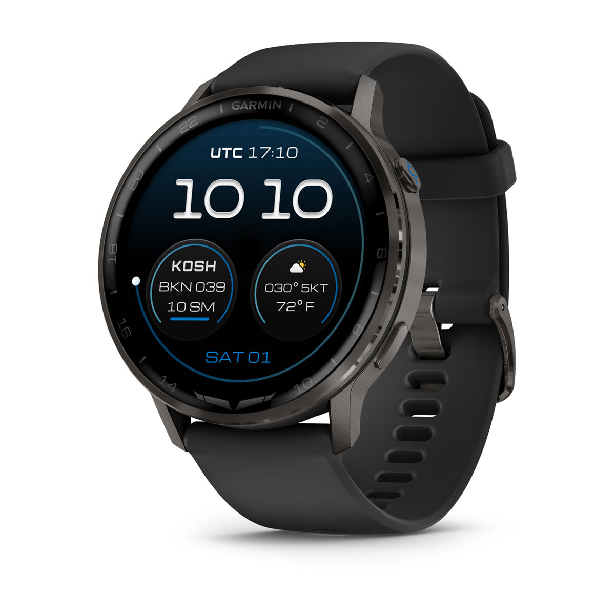 Garmin D2 Air X15 Aviator Smartwatch | Slate with Black Silicone Band