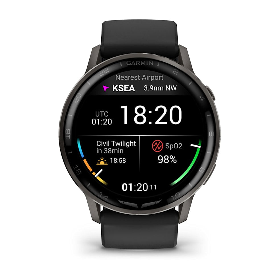 Garmin D2 Air X15 Aviator Smartwatch | Slate with Black Silicone Band