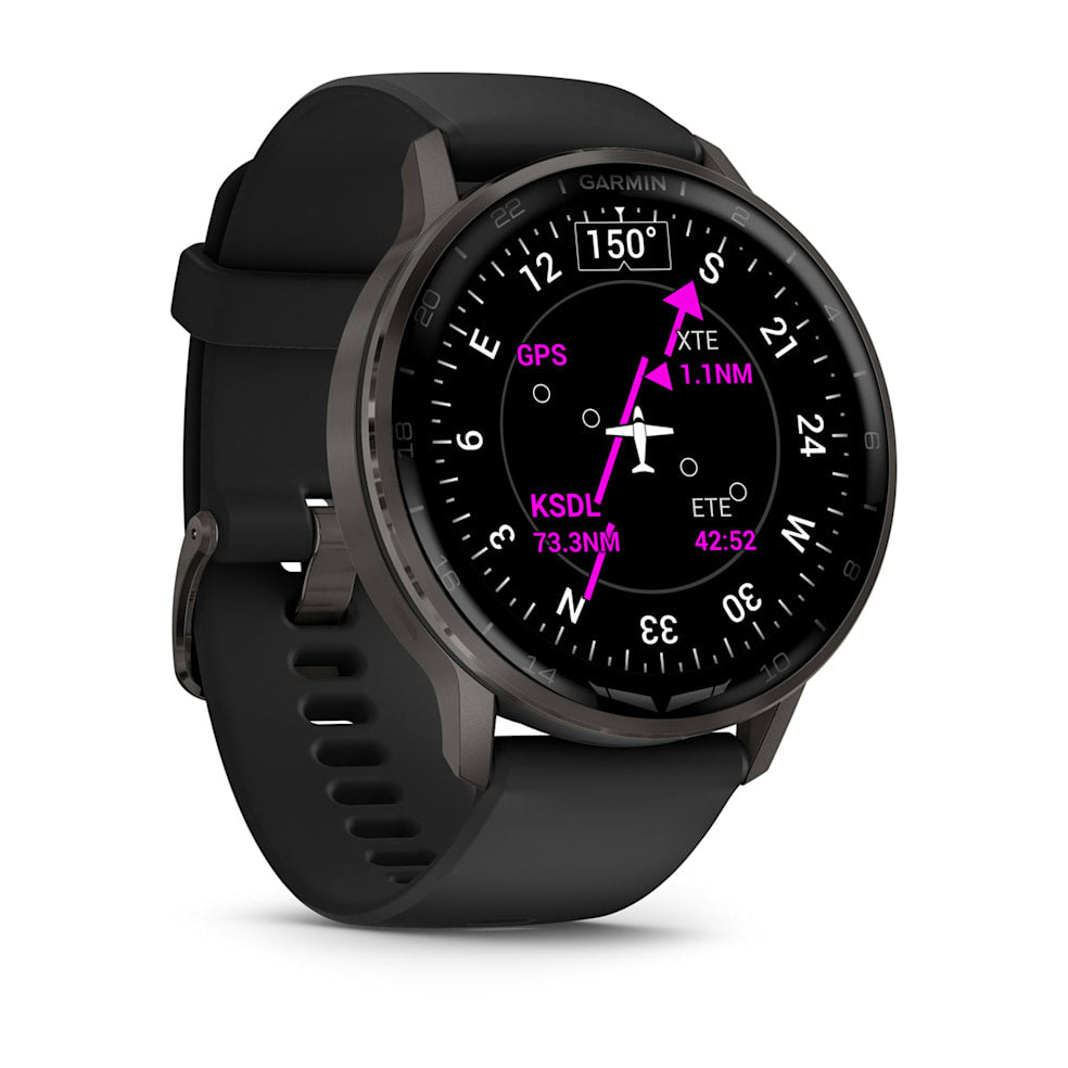 Garmin D2 Air X15 Aviator Smartwatch | Slate with Black Silicone Band