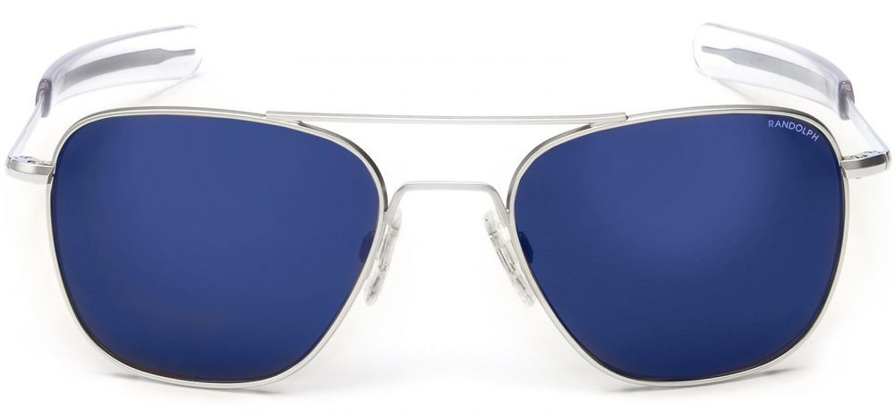 Randolph Aviator - 55 mm - Bayonet Matte Chrome Frames - SkyForce Atlantic Blue Non-Polarized Lens
