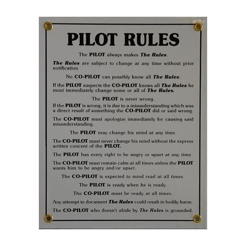Pilot Rules - Metal Sign