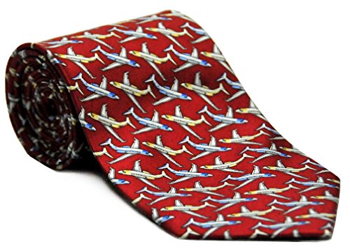 Executive Jet Airplane Silk Twill Tie