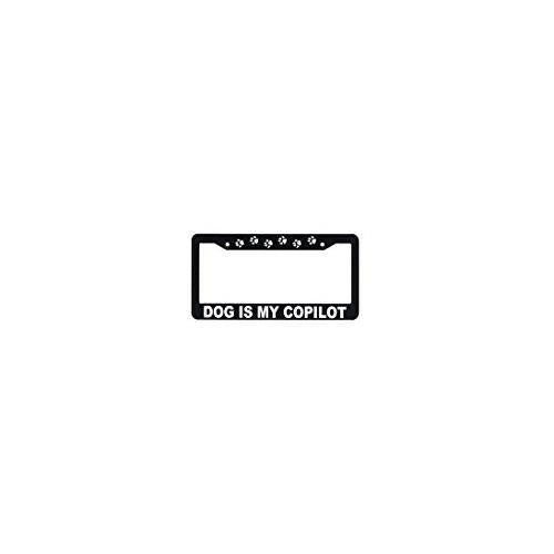 Dog is my Co-Pilot License Plate Frame - B&W with Pawprints