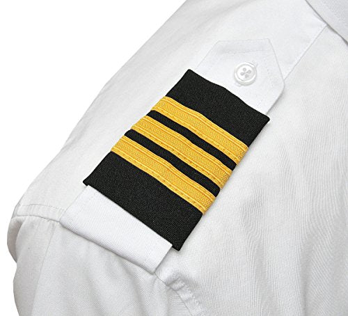 Professional Pilot Epaulets - 3 Gold Bar - First Officer
