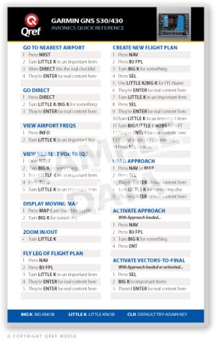 QRef - Garmin GNS/GPS 530/430 - Checklist Card