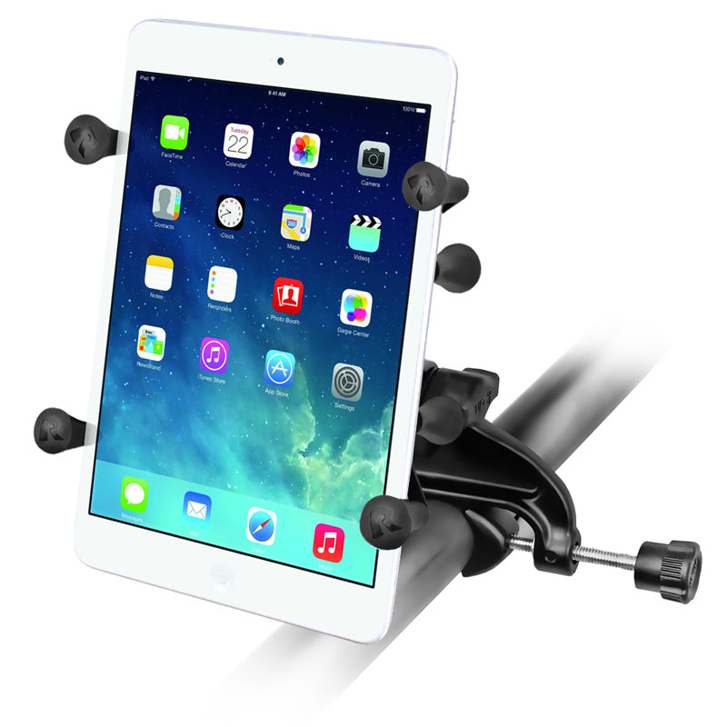 RAM Yoke Clamp Mount with Universal X-Grip® Cradle with 1 Ball for 7 Tablets