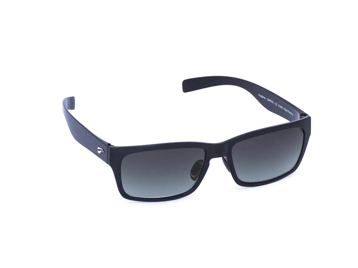Flying Eyes Kingfisher Sunglasses - Glossy Black - Gradient Gray Tint