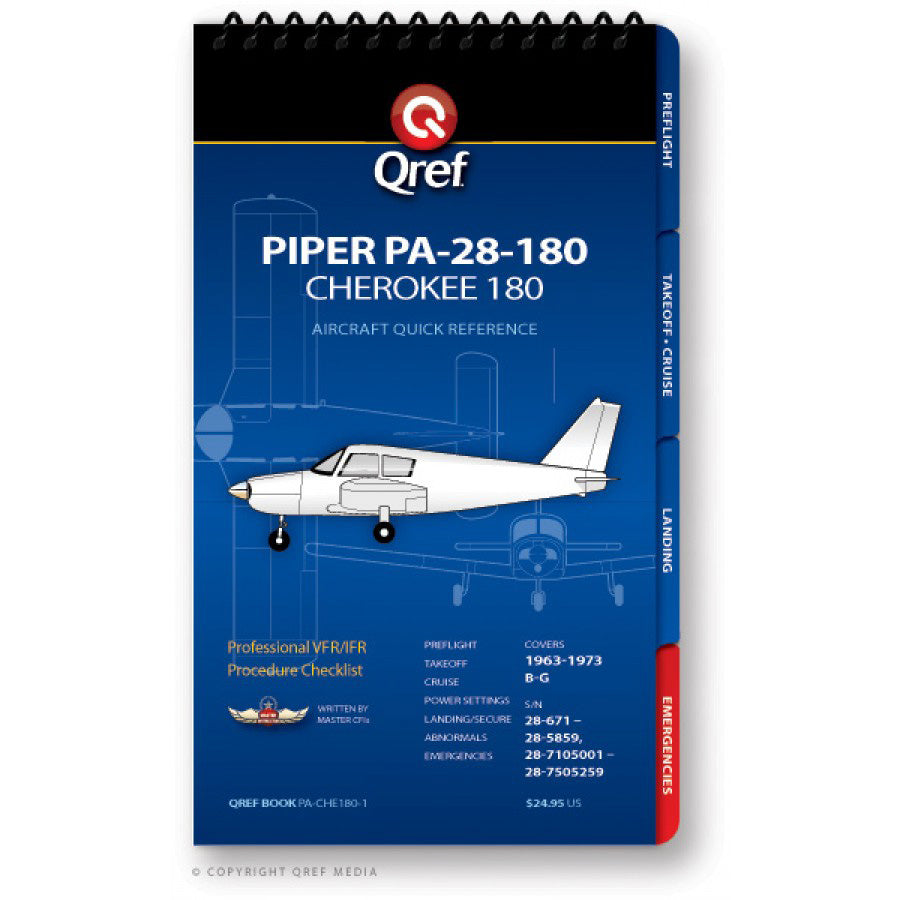 QRef - Piper Cherokee 180 PA-28-180 - Checklist Book